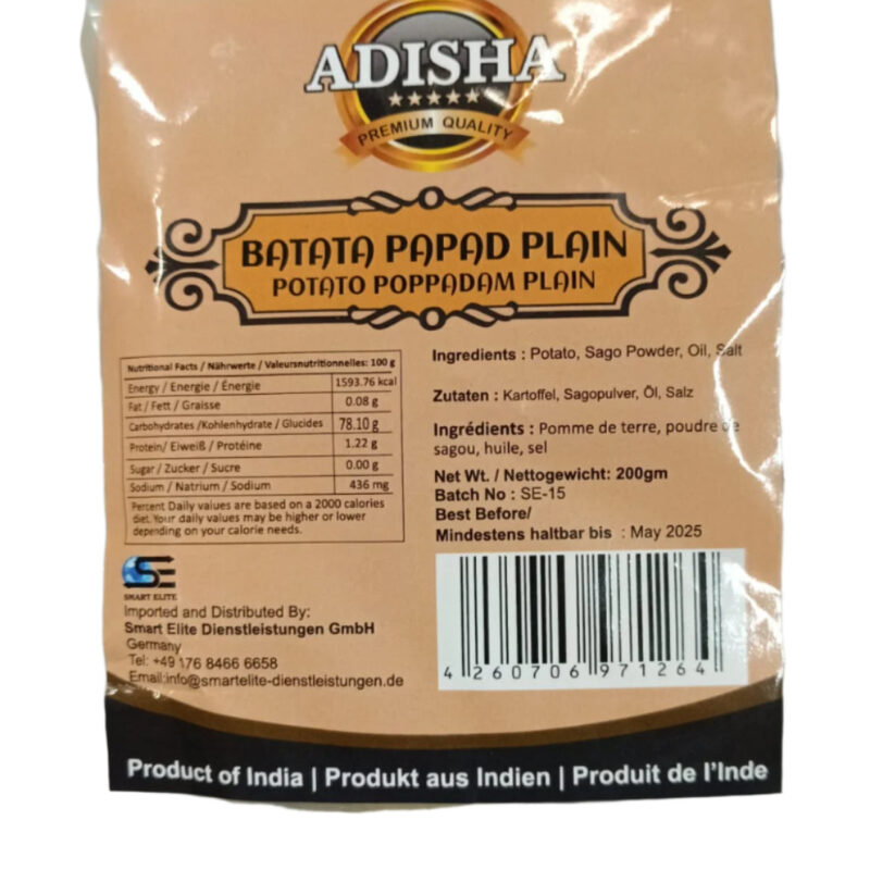 Adisha Potato Plain Papad 200gm